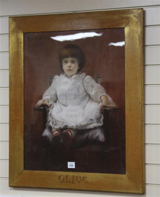 Annie Withers, pastel, portrait of Olive as a child, signed and dated 1891, 75 x 58cm
